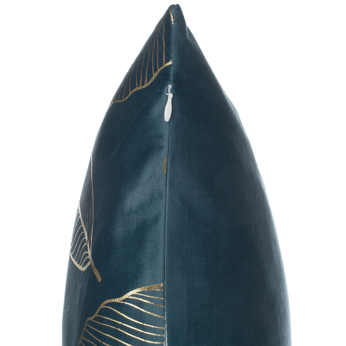 Set di 2 cuscini decorativi con motivo foglia di velluto blu 45 x 45 cm Accessori decorativi con stampa in lamina dorato