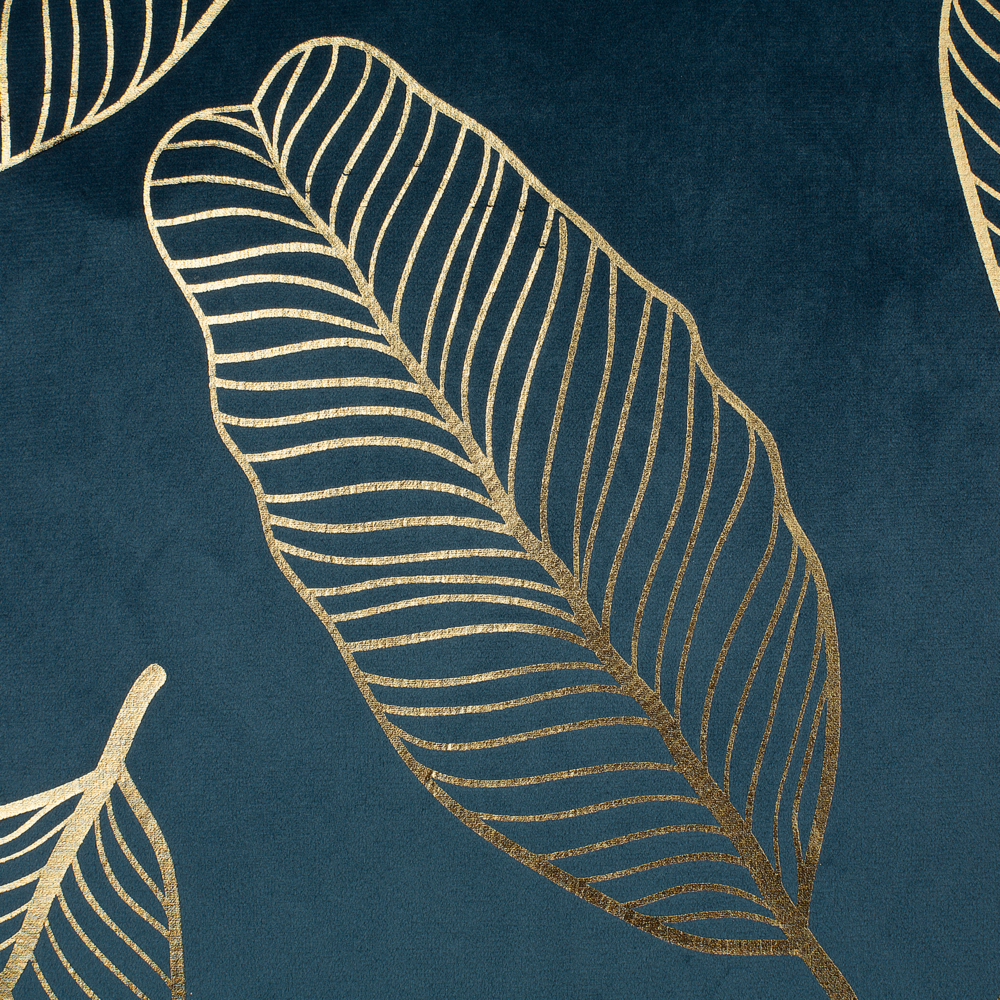 Set di 2 cuscini decorativi con motivo foglia di velluto blu 45 x 45 cm Accessori decorativi con stampa in lamina dorato