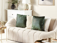 Set di 2 cuscini Decorativo Velluto Verde Motivo Cubo 45 x 45 cm Stampa Geometrica Lamina Moderno Glamour Decor Accessori