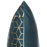 Set di 2 cuscini decorativi Motivo a cubo in velluto blu 45 x 45 cm Stampa geometrica in lamina Moderno Glamour Decor Accessori