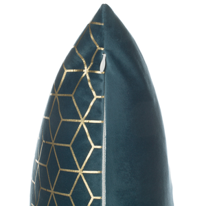 Set di 2 cuscini decorativi Motivo a cubo in velluto blu 45 x 45 cm Stampa geometrica in lamina Moderno Glamour Decor Accessori