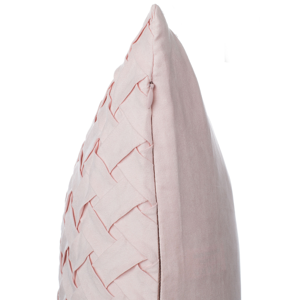 Set di 2 cuscini decorativi rosa finta pelle scamosciata trama reticolare 45 x 45 cm Moderno Glamour Decor accessori