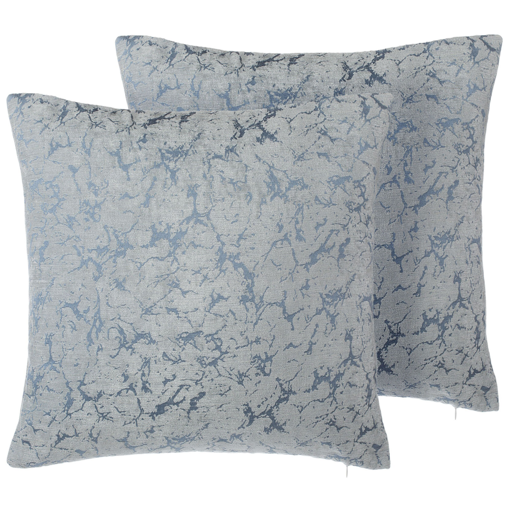 Set di 2 cuscini decorativi in poliestere grigio effetto craquelé 45 x 45 cm motivo screpolato accessori decorativi astratti