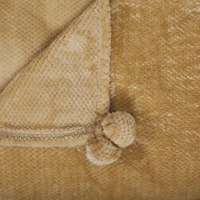 Coperta Giallo Plaid 200 x 220 con nappe Morbido Copriletto moderno