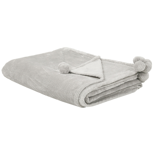 Coperta Poliestere Grigio Chiaro Morbida con nappe 150 x 200 cm