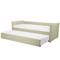 Divano Letto estraibile Rivestimento in tessuto beige Small Single Size Guest Underbed abbottonato