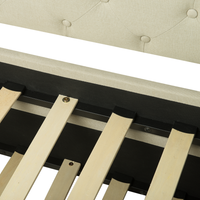 Divano Letto estraibile Rivestimento in tessuto beige Small Single Size Guest Underbed abbottonato