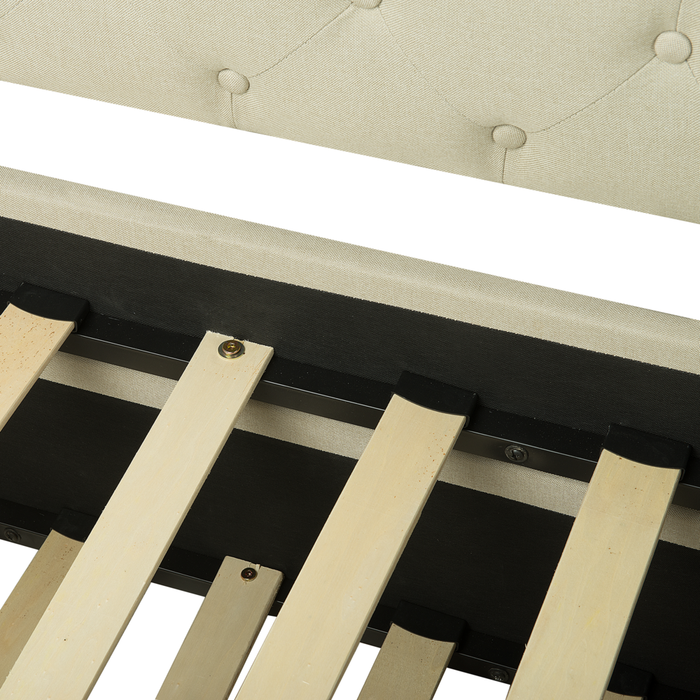 Divano Letto estraibile Rivestimento in tessuto beige Small Single Size Guest Underbed abbottonato