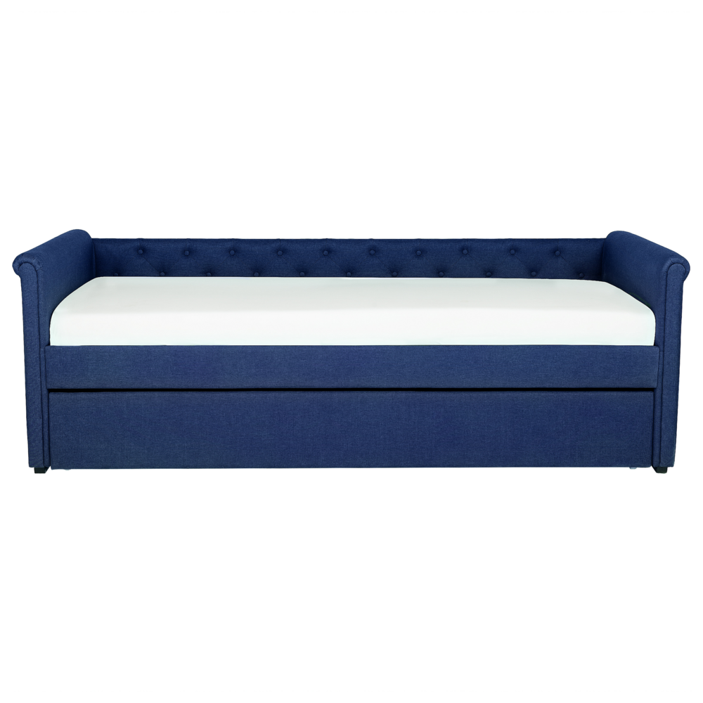 Divano Letto estraibile Rivestimento in tessuto blu Small Single Size Guest Underbed abbottonato
