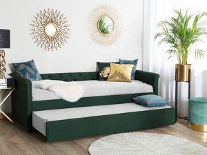 Letto estraibile in tessuto verde tappezzeria Small Single Size Guest Underbed abbottonato
