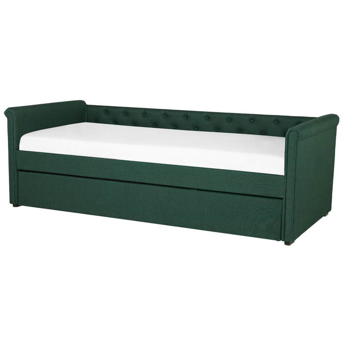 Letto estraibile in tessuto verde tappezzeria Small Single Size Guest Underbed abbottonato