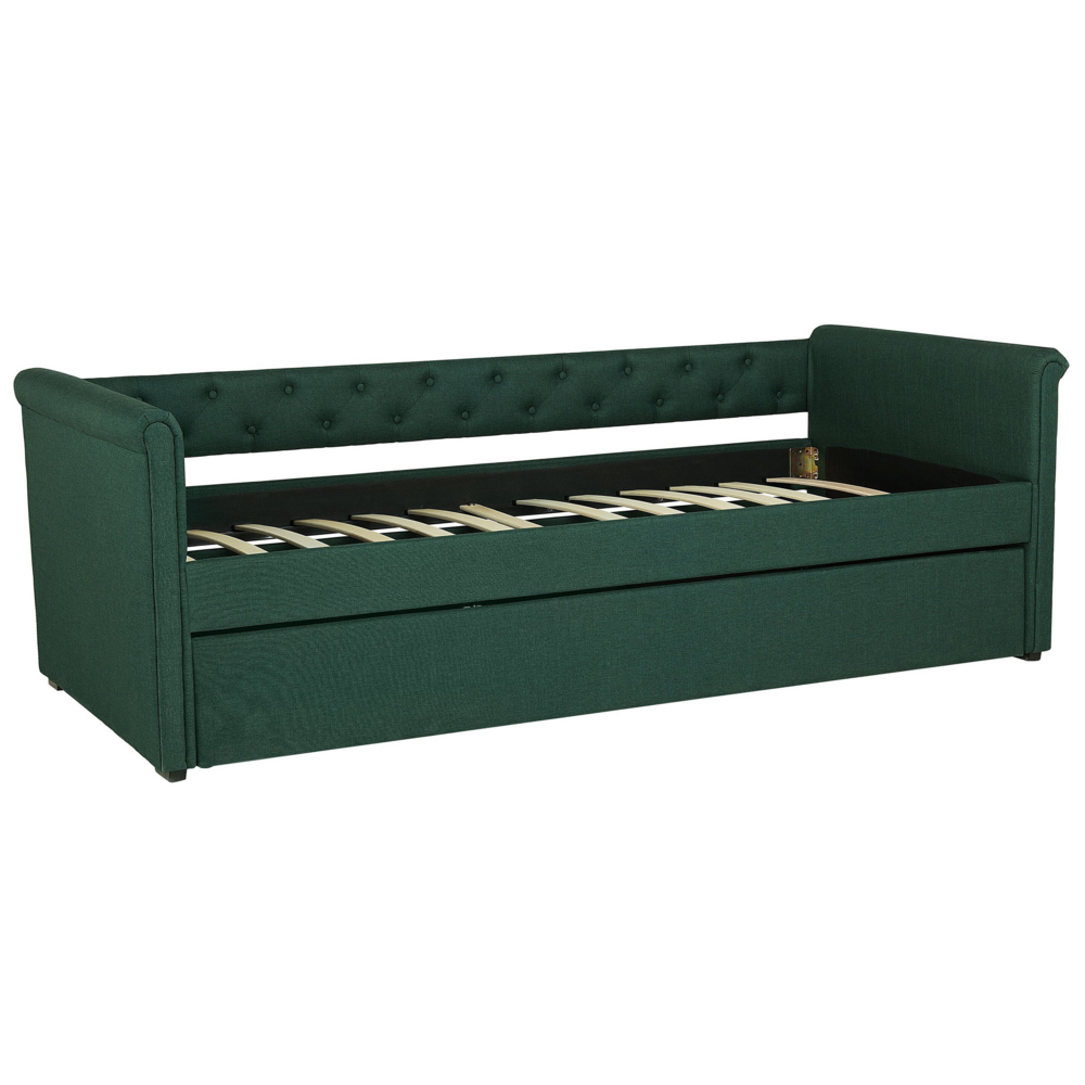 Letto estraibile in tessuto verde tappezzeria Small Single Size Guest Underbed abbottonato