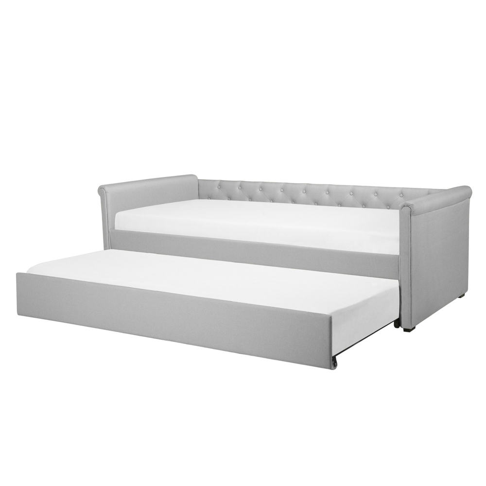 Divano Letto estraibile Rivestimento in tessuto grigio Small Single Size Guest Underbed