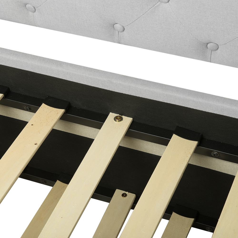 Divano Letto estraibile Rivestimento in tessuto grigio Small Single Size Guest Underbed