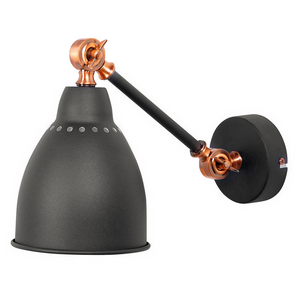 Set di 2 Lampade da Parete applique Faretti da parete in metallo grigio grafite Lampada da lettura piccola con braccio oscillante