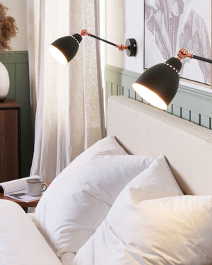 Set di 2 Lampade da Parete applique Faretti da parete in metallo grigio grafite Lampada da lettura piccola con braccio oscillante