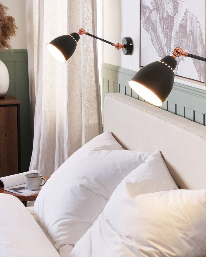 Set di 2 Lampade da Parete applique Faretti da parete in metallo grigio grafite Lampada da lettura piccola con braccio oscillante