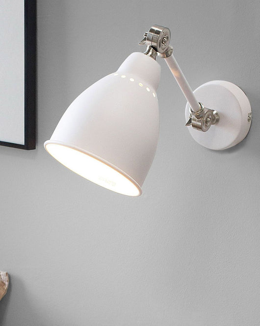 Set 2 Lampade da Parete applique In Metallo Bianco Orientabile Luce Di Posizione Forcellone Moderno