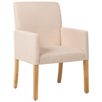 Sedia da pranzo Rivestimento in tessuto beige Gambe in legno Seduta elegante con braccioli