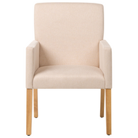 Sedia da pranzo Rivestimento in tessuto beige Gambe in legno Seduta elegante con braccioli