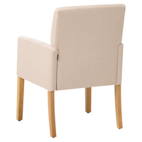 Sedia da pranzo Rivestimento in tessuto beige Gambe in legno Seduta elegante con braccioli