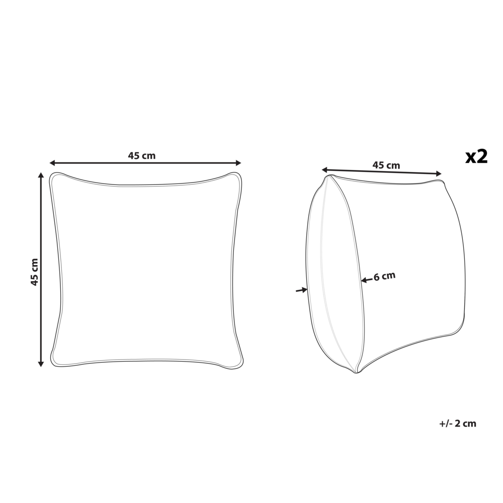 Set di 2 cuscini decorativi bianchi con stampa di foglie di palma in cotone verde 45 x 45 cm motivo floreale arredamento retrò accessori