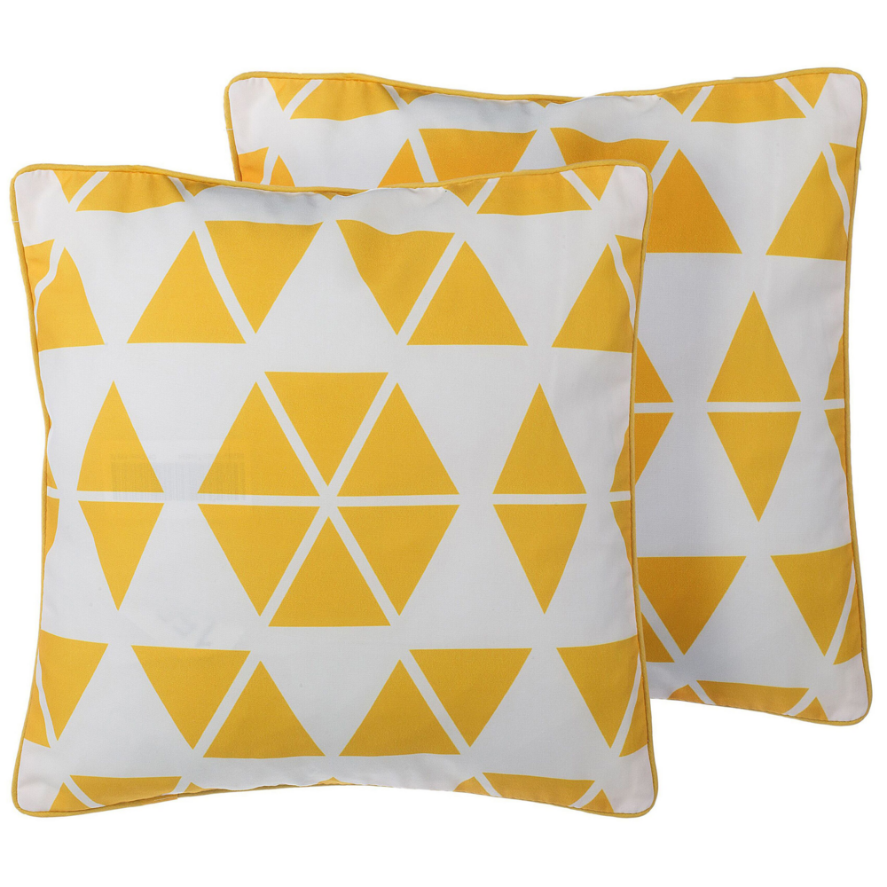 Set di 2 cuscini decorativi Triangoli gialli 45 x 45 cm Motivo geometrico Accessori decorativi moderni e minimalisti
