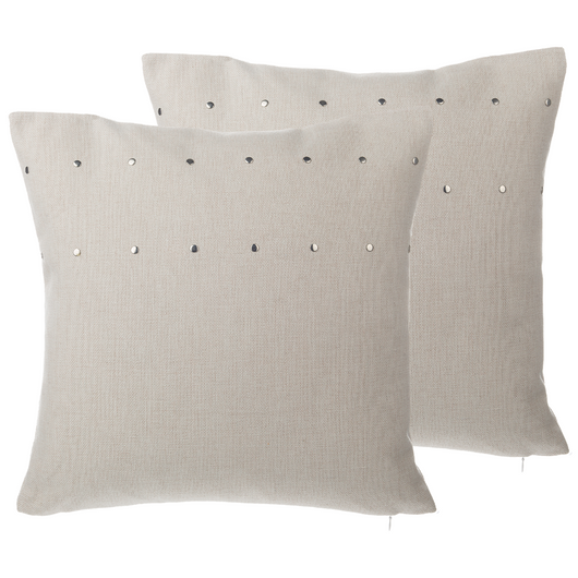 Set di 2 cuscini decorativi Lino beige con borchie 45 x 45 cm Rivetti Arredamento moderno minimalista Accessori