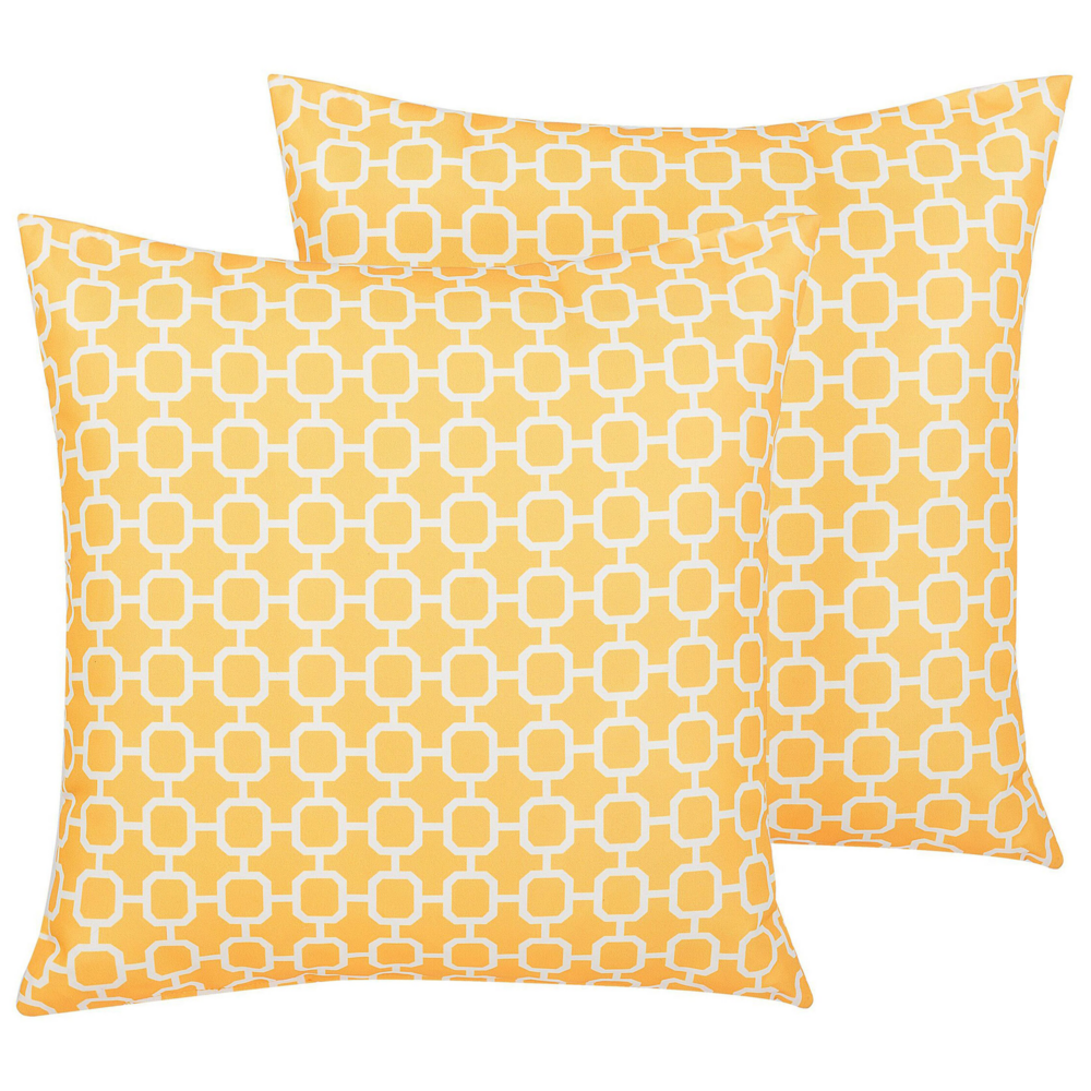 Set di 2 Cuscini da Esterno Giallo 40 x 40 cm Zip Modern