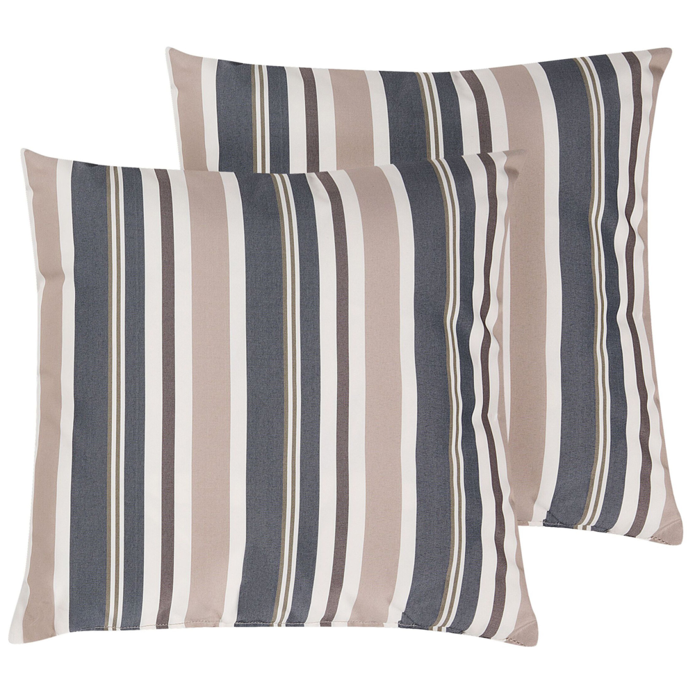 Set di 2 Cuscini da Esterno Blu Beige 40 x 40 cm Zip Modern