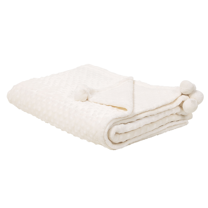 Coperta Crema Copriletto 150 x 200 con nappe Texture Popcorn Morbido Copriletto