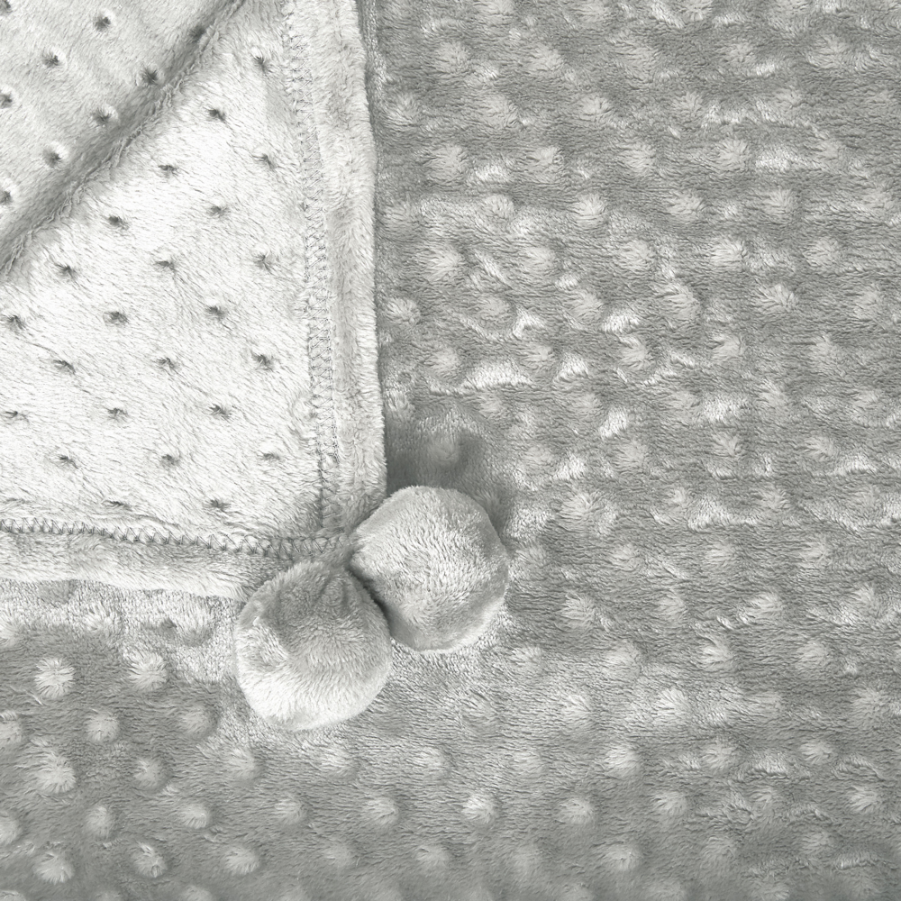 Coperta Grigio Chiaro Plaid 200 x 220 con nappe Texture Popcorn Morbido Copriletto