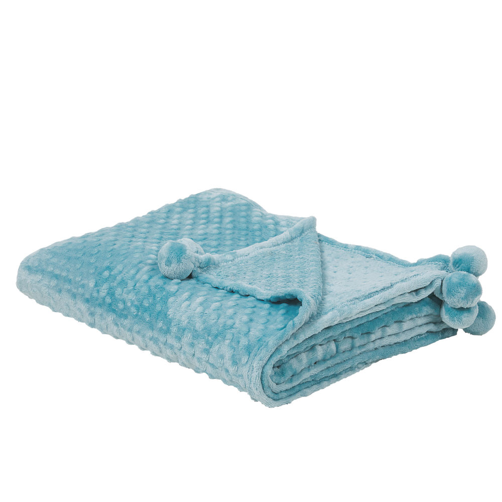 Coperta Plaid Azzurro 200 x 220 con nappe Texture Popcorn Morbido Copriletto