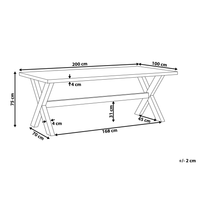 Tavolo da pranzo da esterno in cemento grigio con gambe in legno chiaro acacia 8 persone capacità 200 x 100 cm