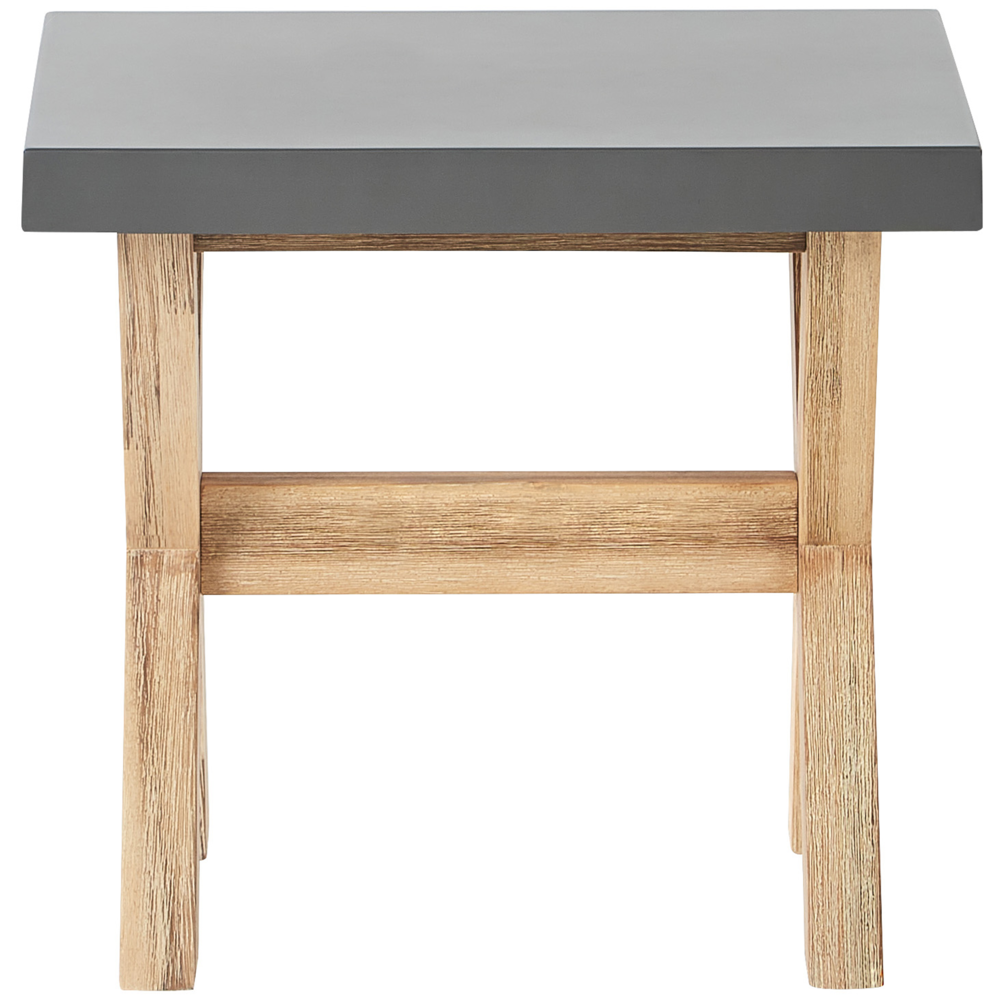 Sgabello da giardino per esterni Sedile in fibra di cemento grigio Base in legno di acacia chiaro Poggiapiedi moderno per patio