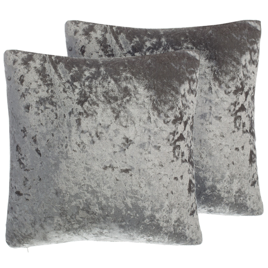 Set di 2 cuscini decorativi velluto grigio 45 x 45 cm tinta unita double face Glam Modern