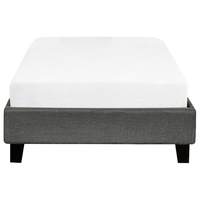 Letto singolo 90 x 200 in tessuto grigio con rete a doghe senza testiera