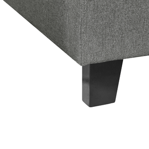 Letto singolo 90 x 200 in tessuto grigio con rete a doghe senza testiera