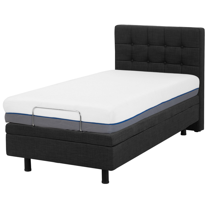 Letto Tessuto Grigio Scuro Elettrico Regolabile con Telecomando 80 x 200 cm