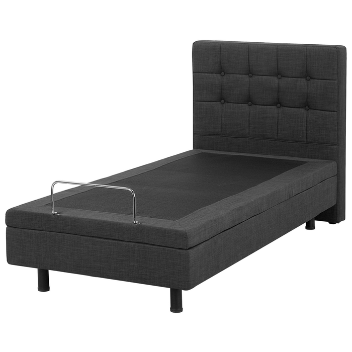 Letto Tessuto Grigio Scuro Elettrico Regolabile con Telecomando 80 x 200 cm