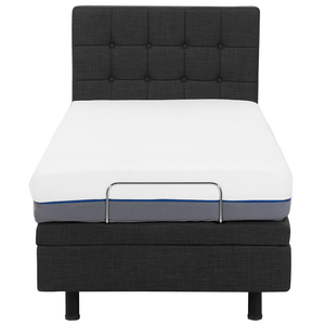 Letto Tessuto Grigio Scuro Elettrico Regolabile con Telecomando 80 x 200 cm