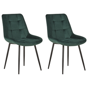 Set di 2 sedie da pranzo in velluto verde scuro gambe in acciaio Nero sedie moderne imbottite