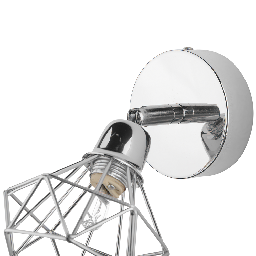 Lampada da Parete Argento Metallo Gabbia Paralume Luce Orientabile Posizione Moderna