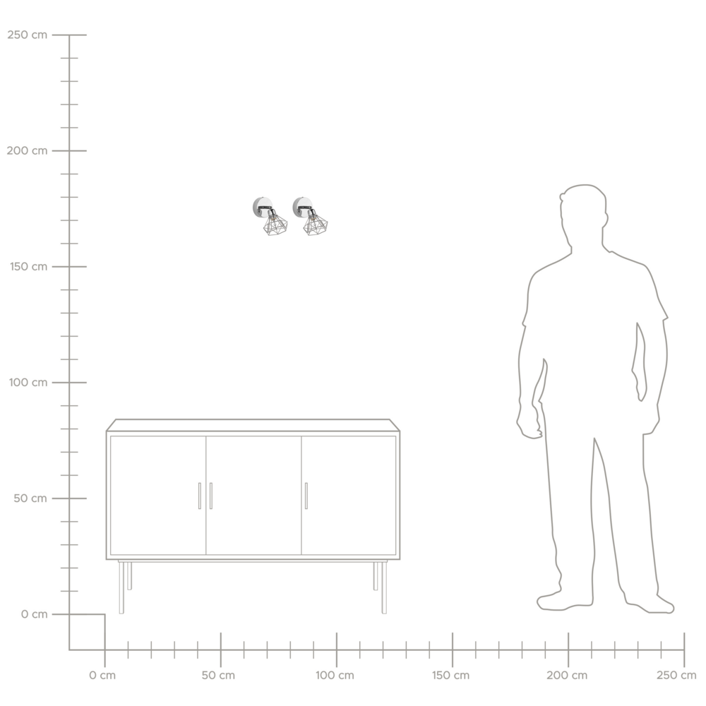 Lampada da Parete Argento Metallo Gabbia Paralume Luce Orientabile Posizione Moderna