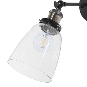 Lampade da Parete applique in vetro Nero con paralume in metallo regolabile industriale