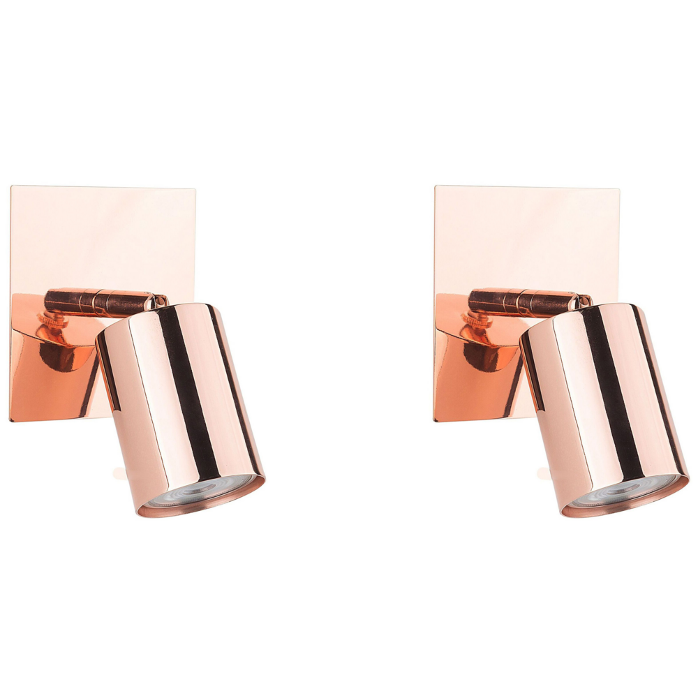 Set di 2 Lampade da Parete applique in Metallo Rame Orientabile Luce Glamour
