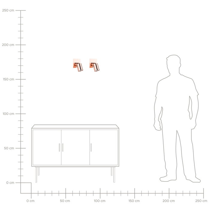 Set di 2 Lampade da Parete applique in Metallo Rame Orientabile Luce Glamour