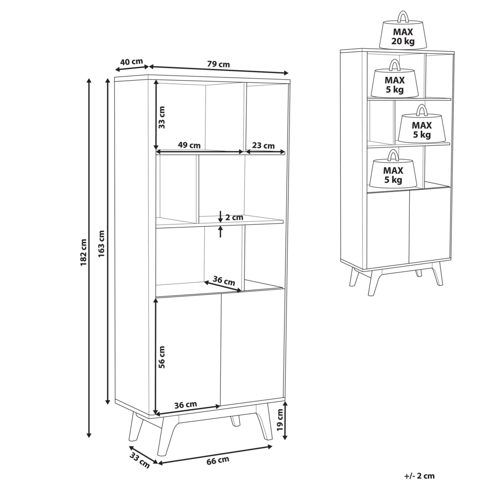 Libreria in legno scuro con scandinavo bianco 182 x 79 x 40 cm a 4 ripiani