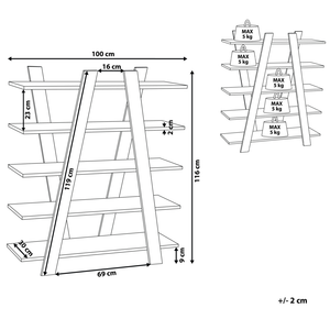 Libreria Marrone 116 x 100 cm 5 Ripiani Scandinavo stile moderno