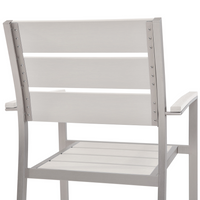 Set di 6 sedie da giardino da pranzo in plastica bianca con schienale a doghe in alluminio anodizzato set di sedie da esterno